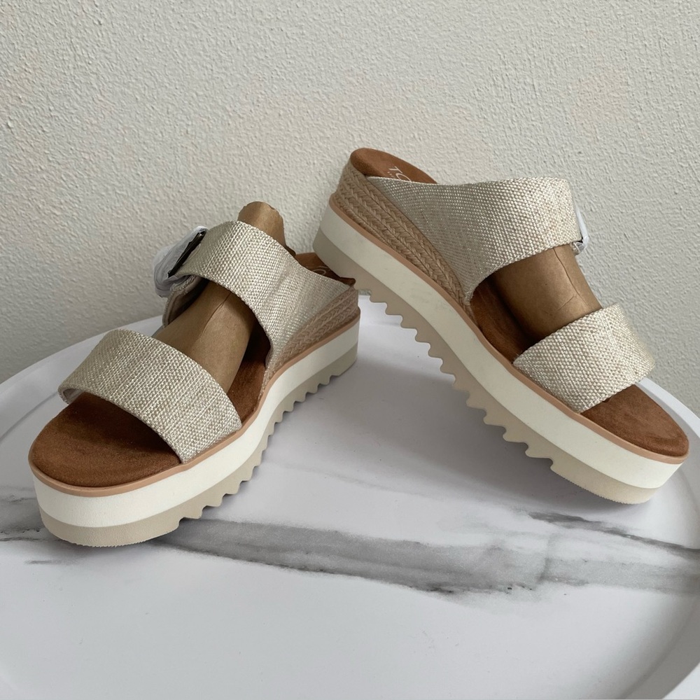 Toms Cream Wedge Sandals with White Platform